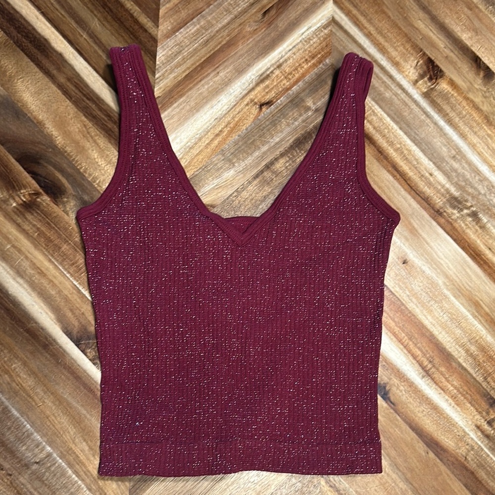Intimately by Free People Fitted Red Ribbed Tank Crop Top Size XS/S